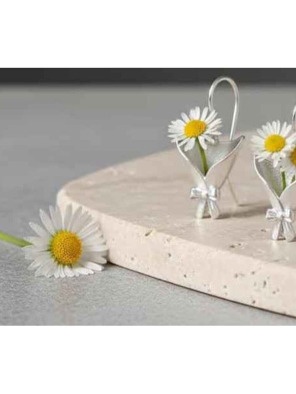 Mini flower bouquet gift earrings jewelry - silver
